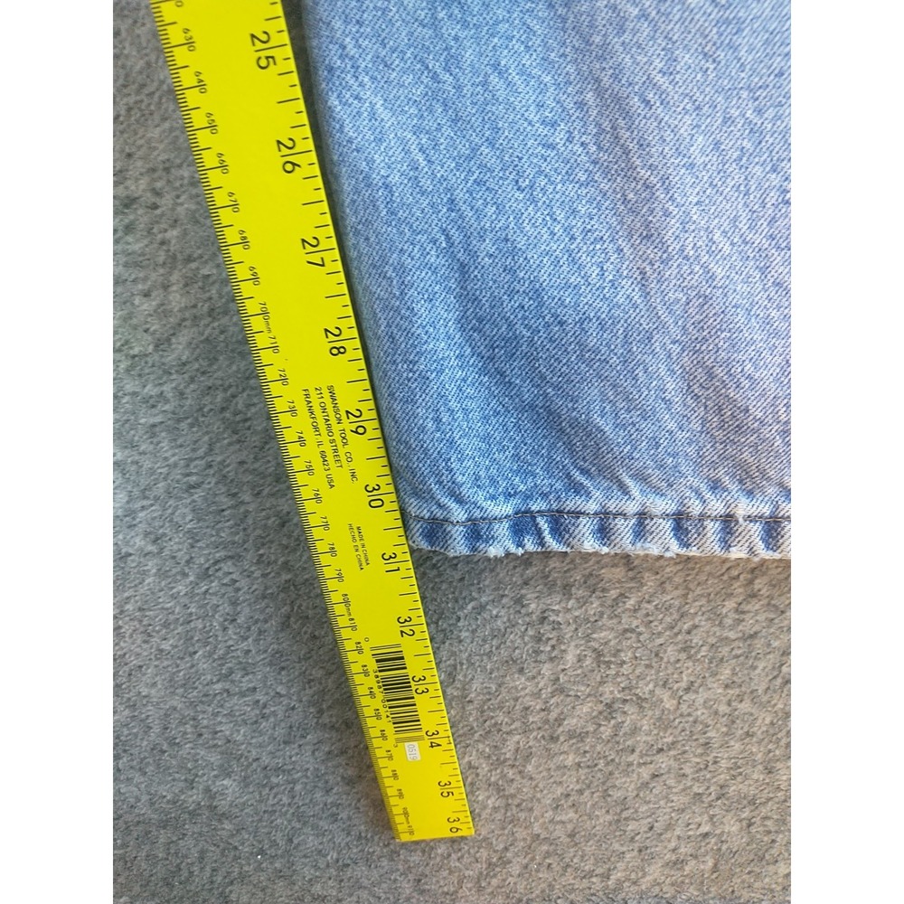 Wrangler Denim Blue Jeans Men's Size 42x31 Straight Leg Light Wash 96501DS Chore - Picture 10 of 16